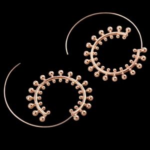 Gold Studded Spiral Swirl Bohemian Notch Hoop Earrings Golden Notched Hoops